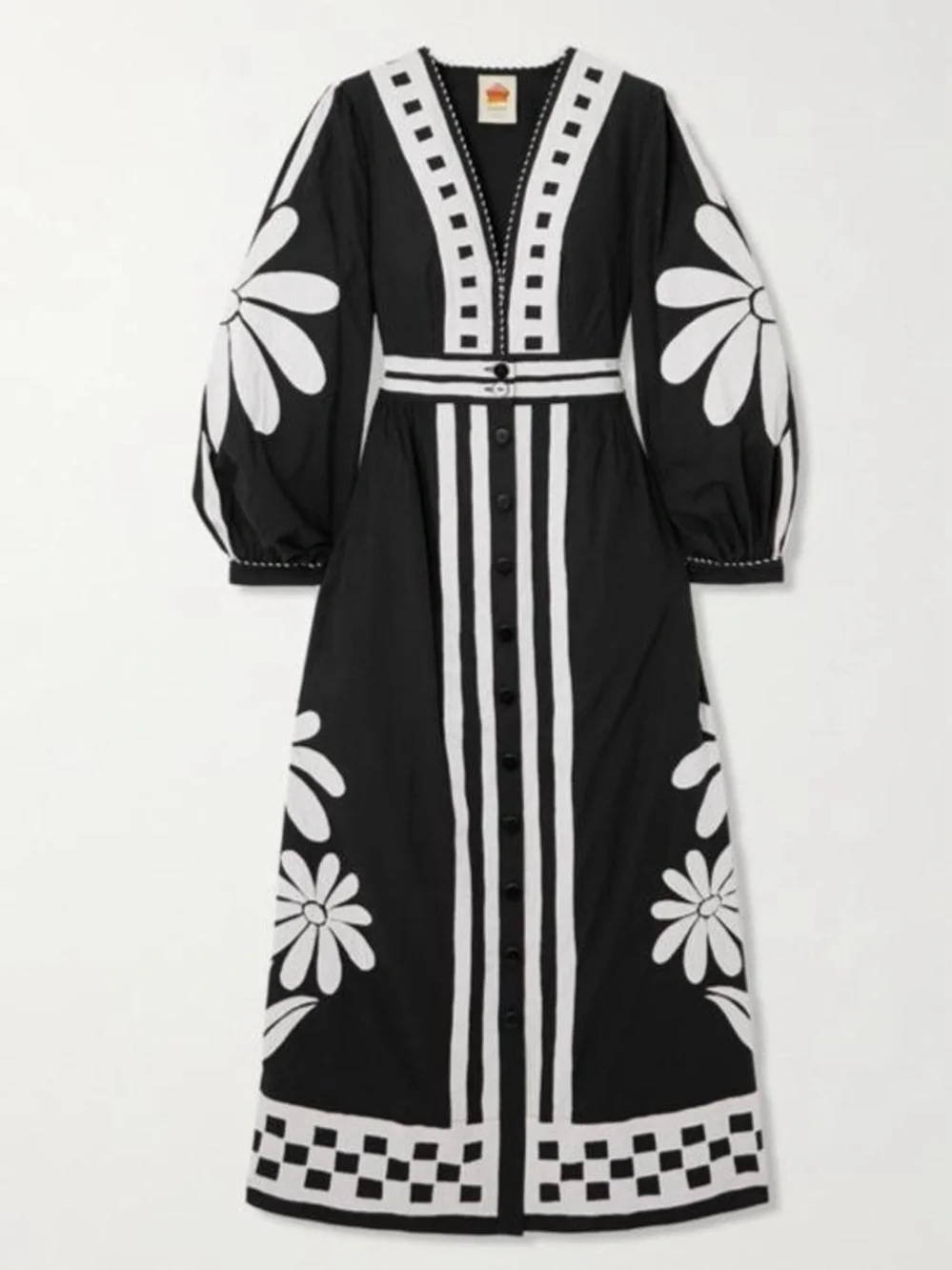 NWT FARM RIO Black Nature Buttoned Maxi Dress - Picture 4 of 12